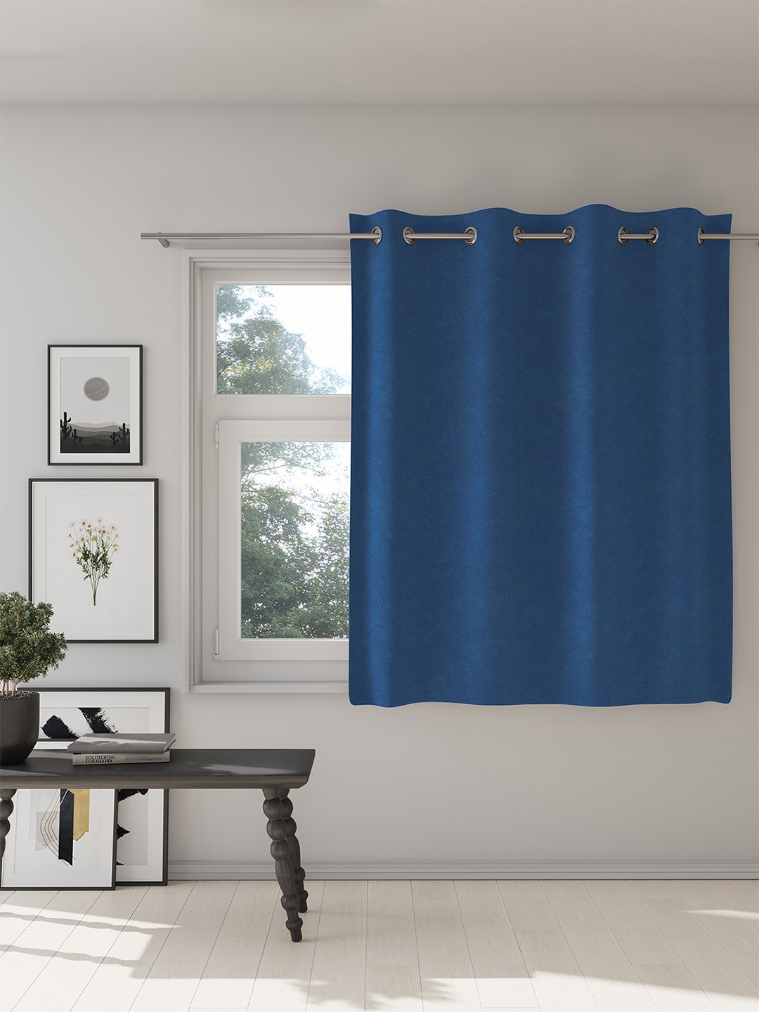 

DDecor Navy Blue Solid Room Darkening Window Curtain