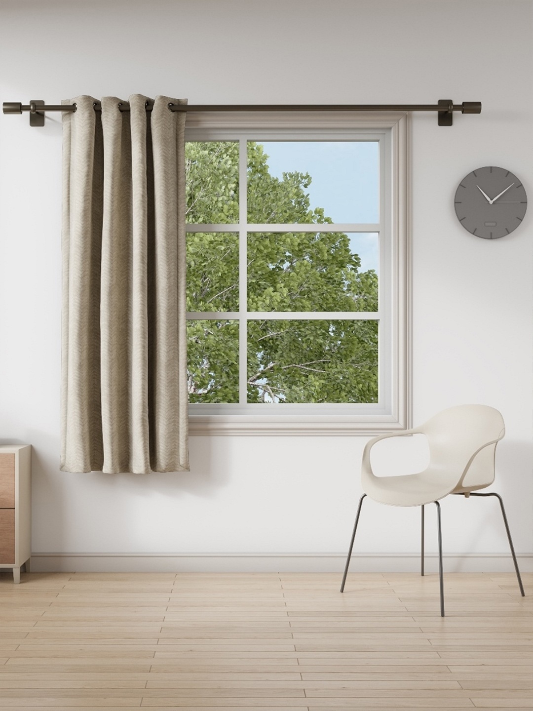 

DDecor Beige Geometric Printed Room Darkening Window Curtain