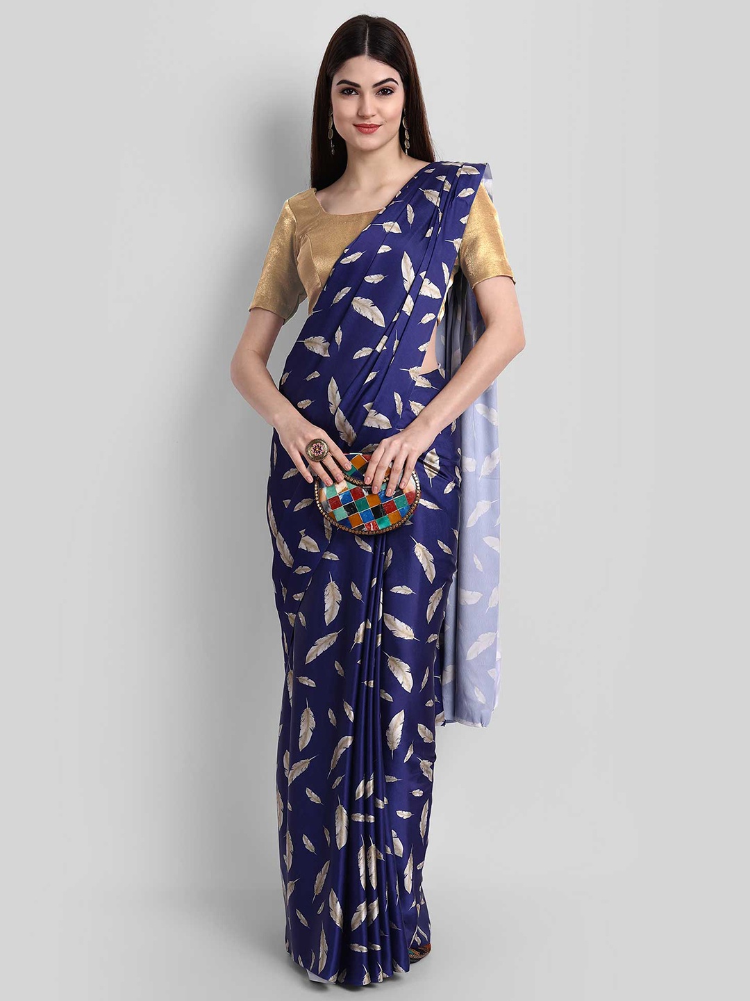 

KALINI Navy Blue & Golden Pure Silk Saree