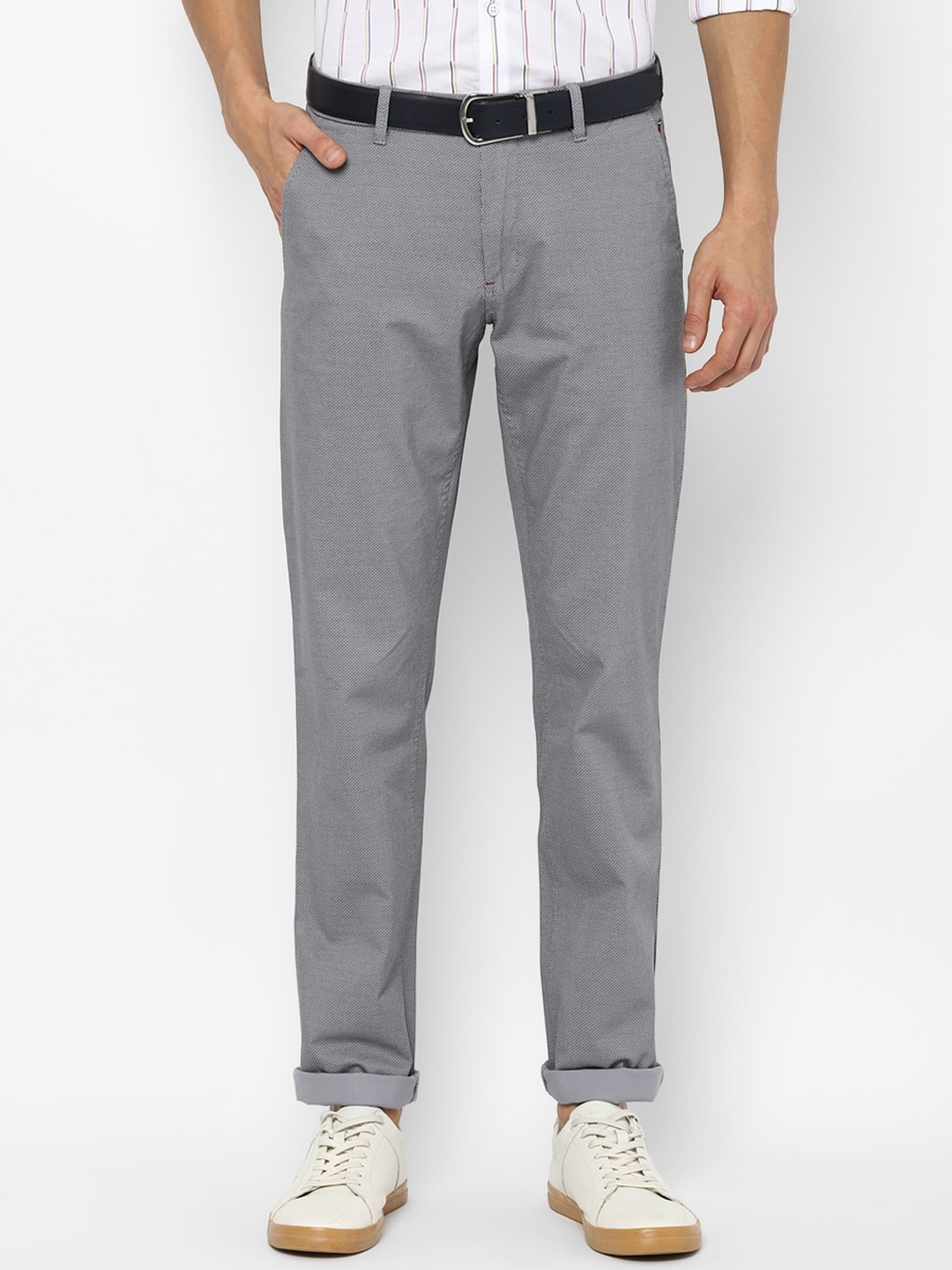 

Louis Philippe Sport Men Grey Textured Slim Fit Trousers