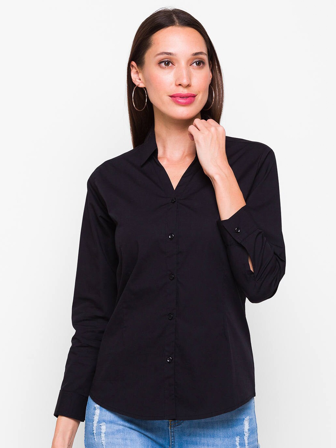 

ZOLA Women Black Breathable & Lightweight Casual Shirt