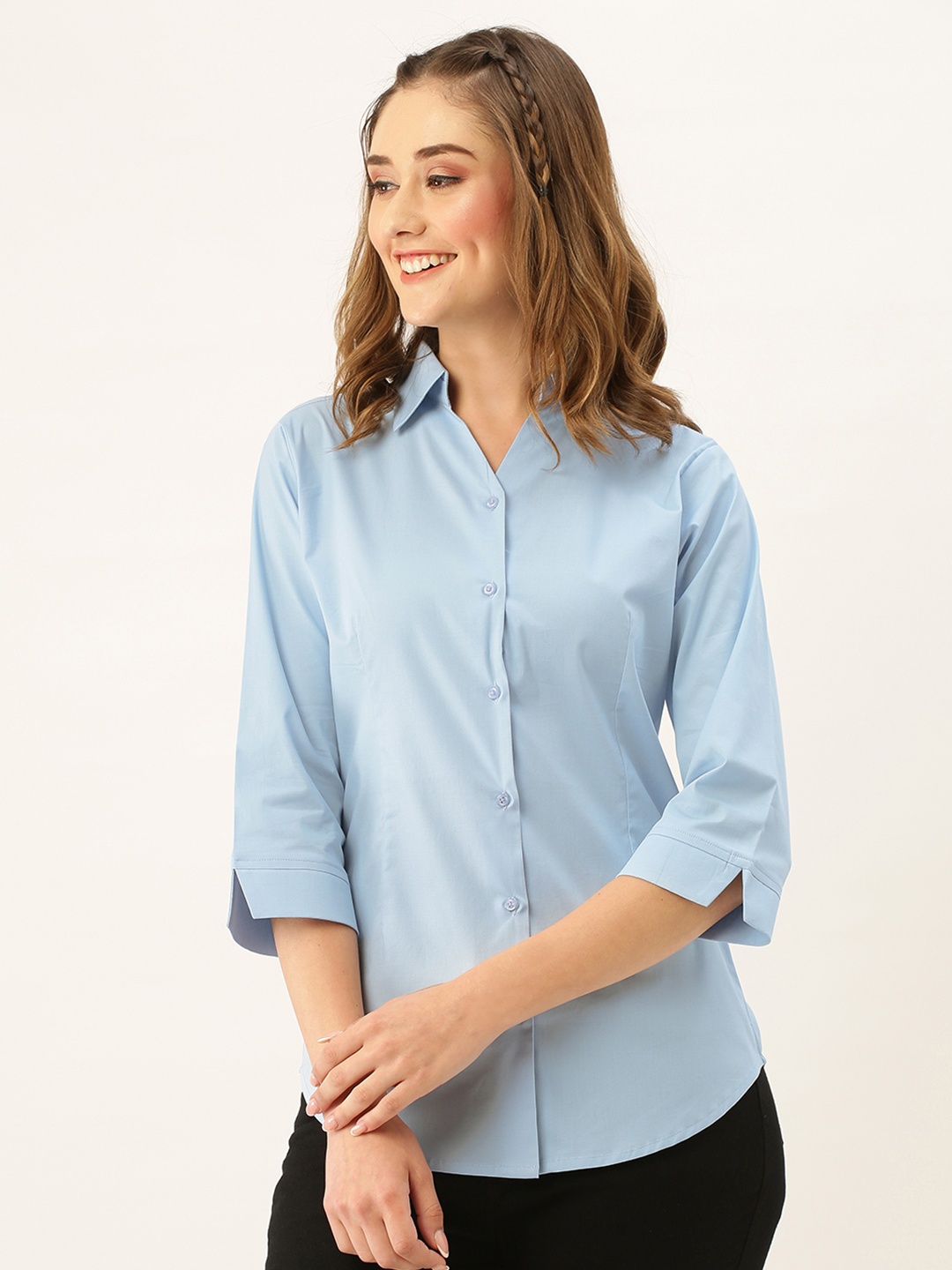 

ZOLA Women Regular Fit Cotton Formal Shirt, Blue