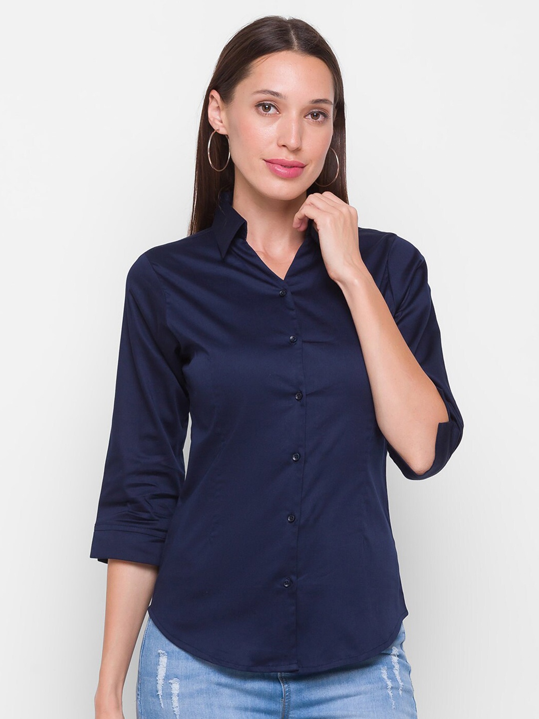 

ZOLA Women Navy Blue Formal Shirt