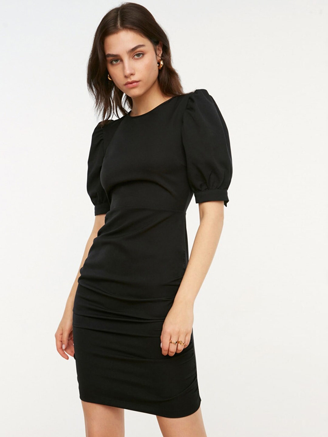 

Trendyol Black Ruched A-Line Dress
