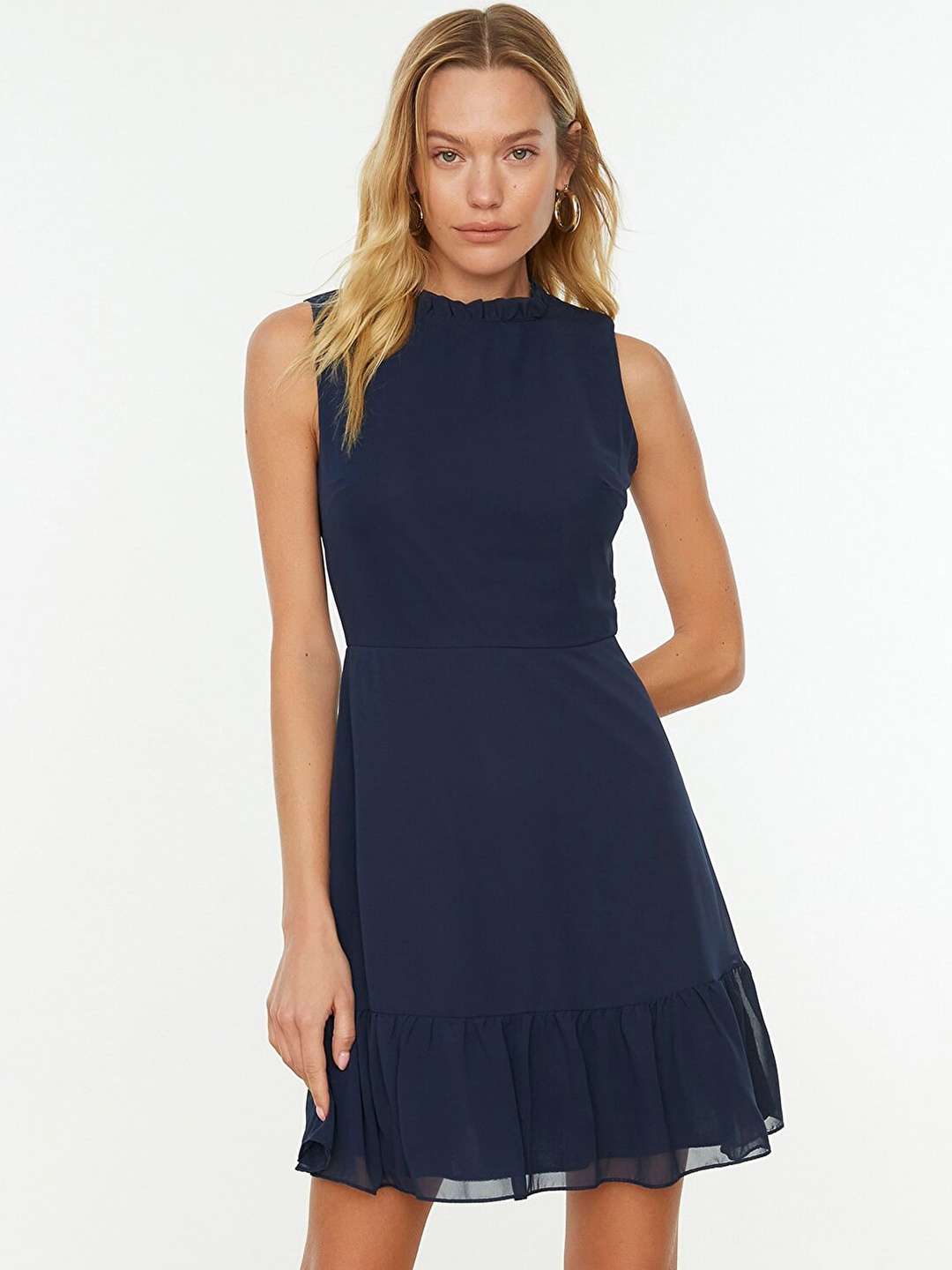 

Trendyol Women Navy Blue Solid A-Line Dress