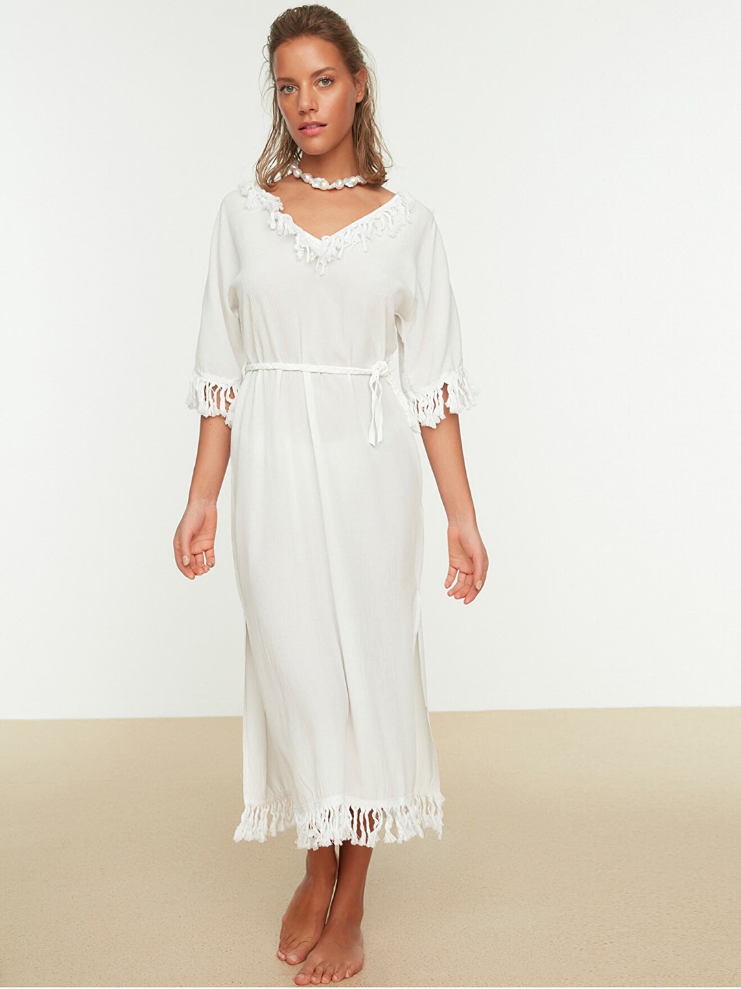 

Trendyol White Midi Beach A-Line Dress