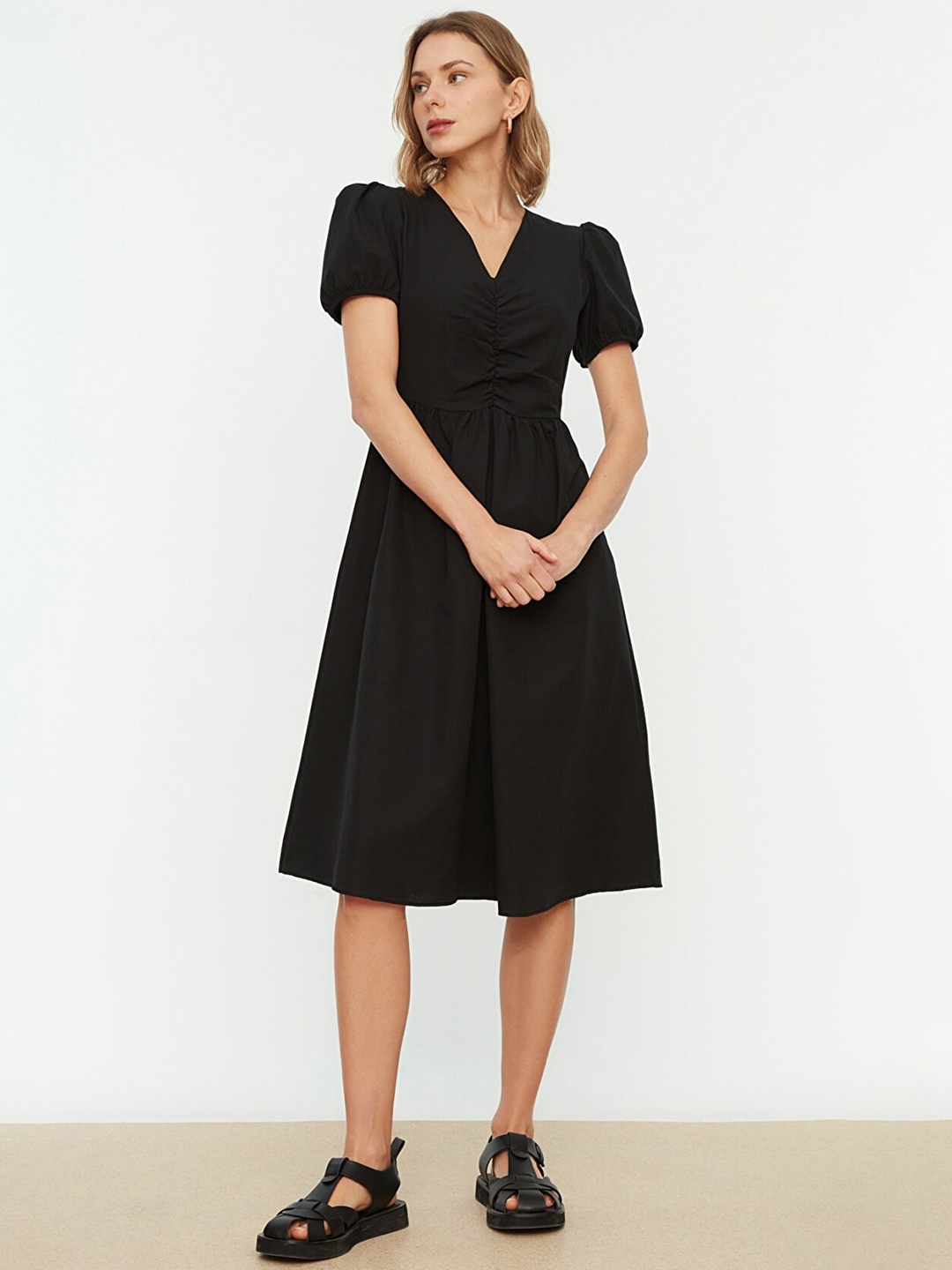 

Trendyol Women Black Solid A-Line Dress