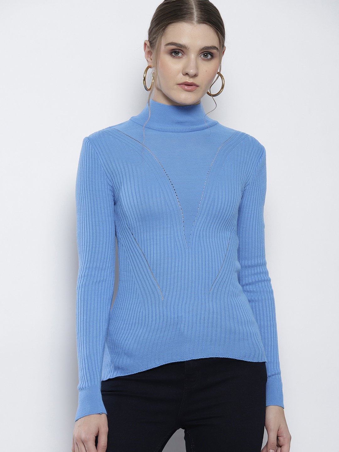 

Trendyol Turtle Neck Ribbed Pullover, Blue