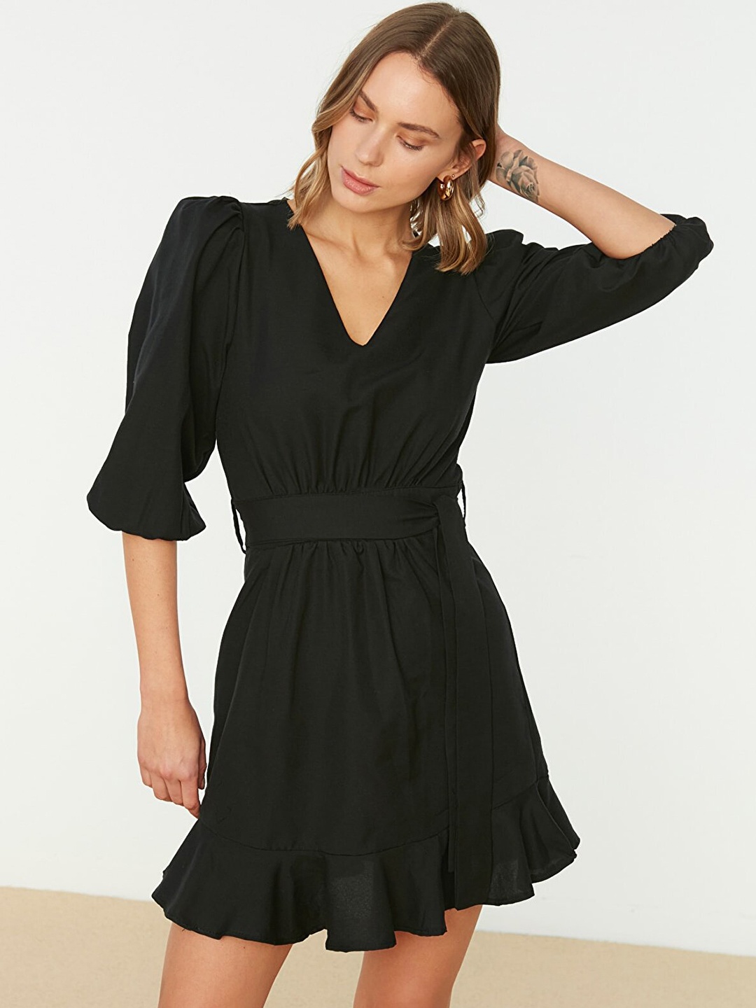 

Trendyol Black Pure Cotton A-Line Dress