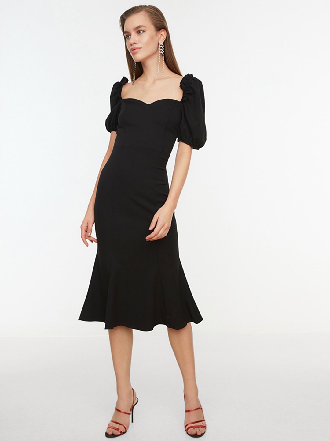 

Trendyol Women Black Solid A-Line Dress