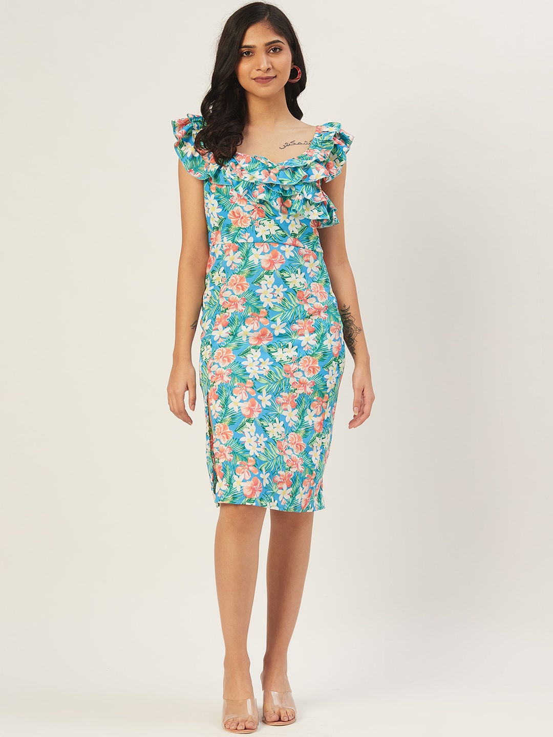 

DODO & MOA Blue & Red Floral Sheath Dress