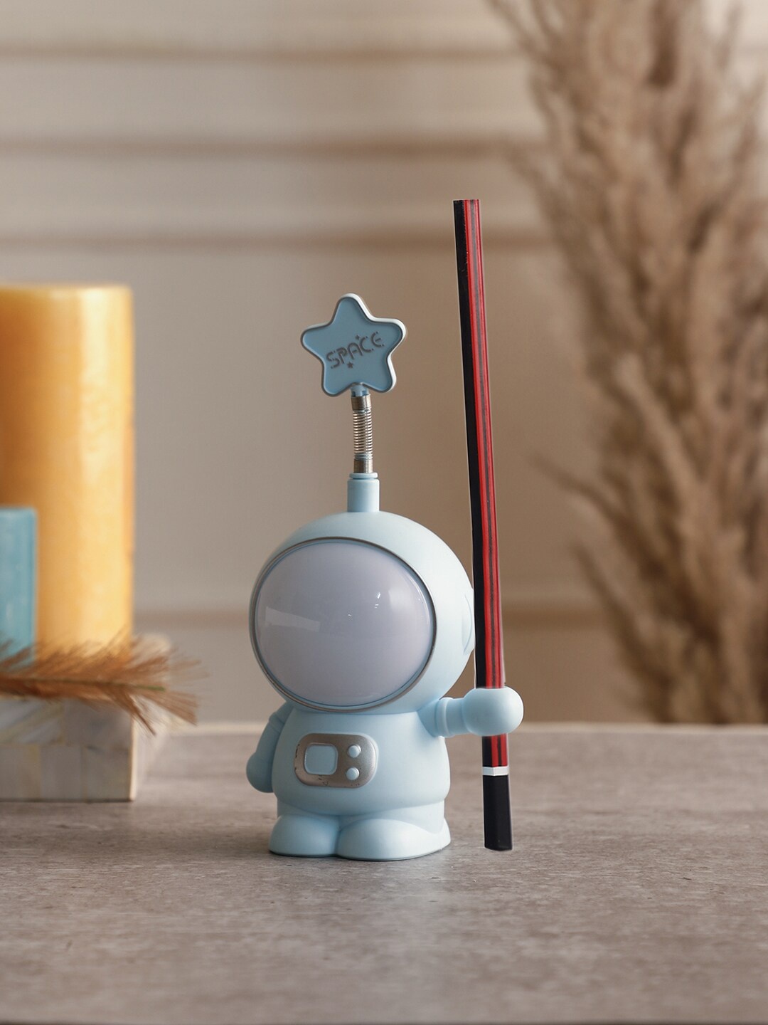 

EXIM DECOR Blue & White Space Astronaut Pen Holder With Light Showpieces
