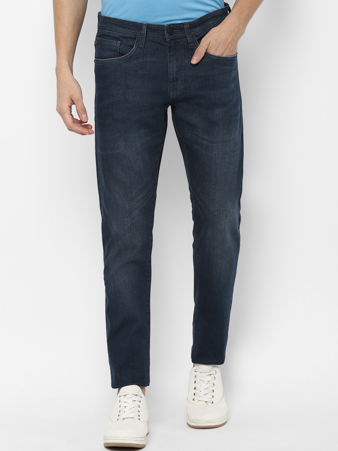 

Allen Solly Men Navy Blue Slim Fit Light Fade Cotton Jeans