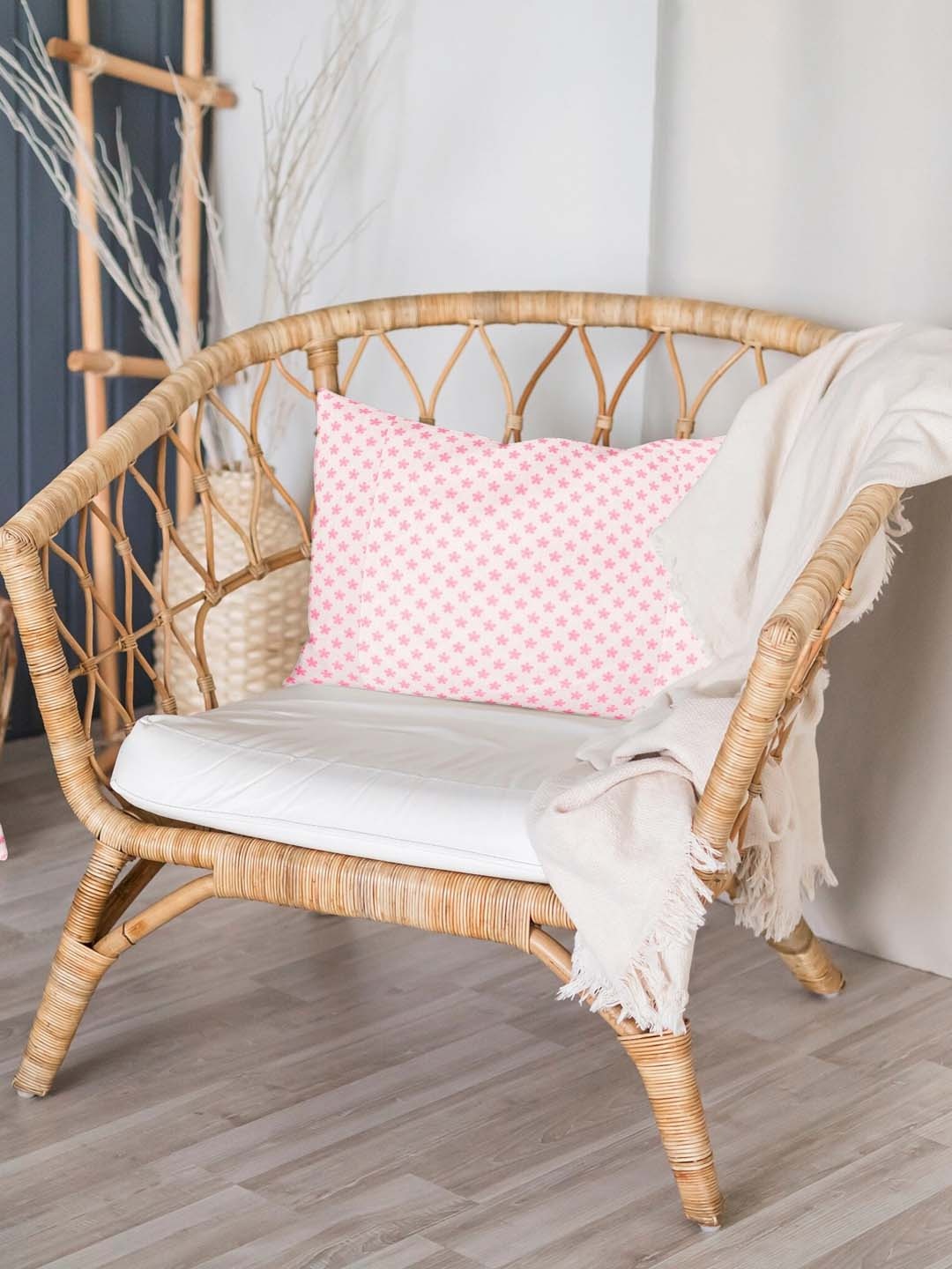 

THE BABY ATELIER Kids Pink & White Printed Organic Pillow Covers
