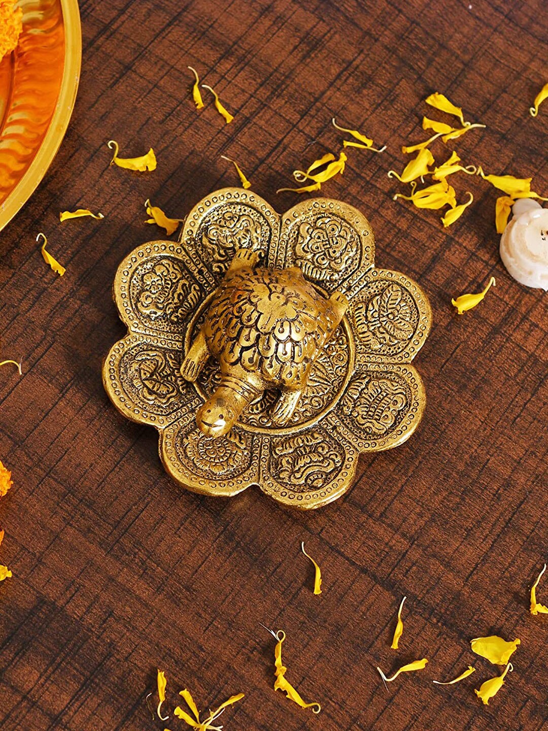 

CraftVatika Gold-Toned Tortoise Fengshui Showpiece