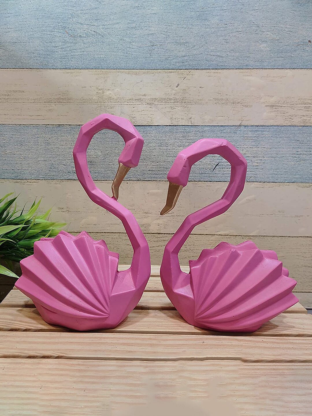 

CraftVatika Resin Pink Swan/Duck Showpiece For Home Decor, Multi