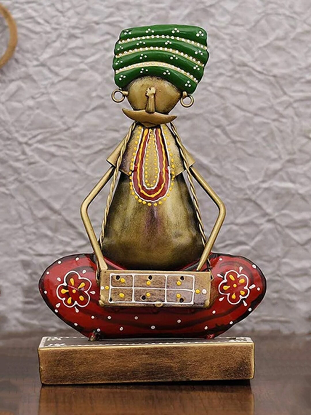 

CraftVatika Red & Green Rajasthani Traditional Musicians Playing Harmonium Showpiece