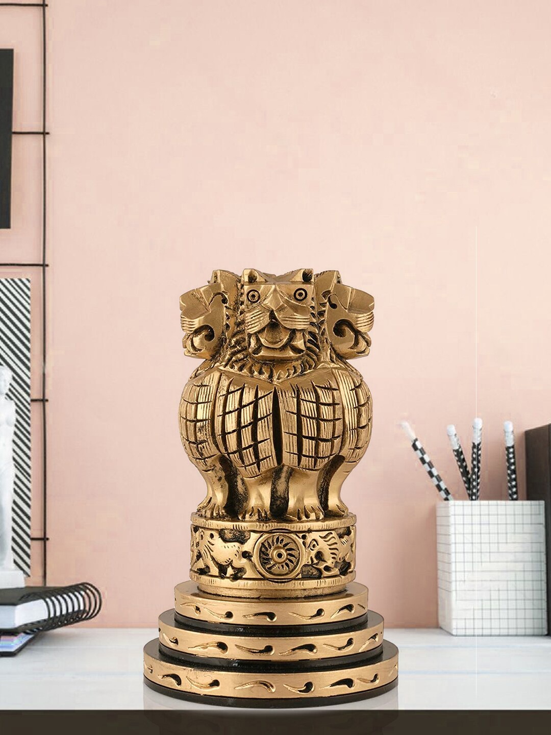 

CraftVatika Gold-Plated & Black Ashoka Chakra Figurine