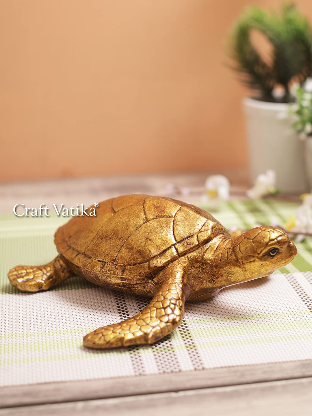 

CraftVatika Gold-Coloured Tortoise Figurine