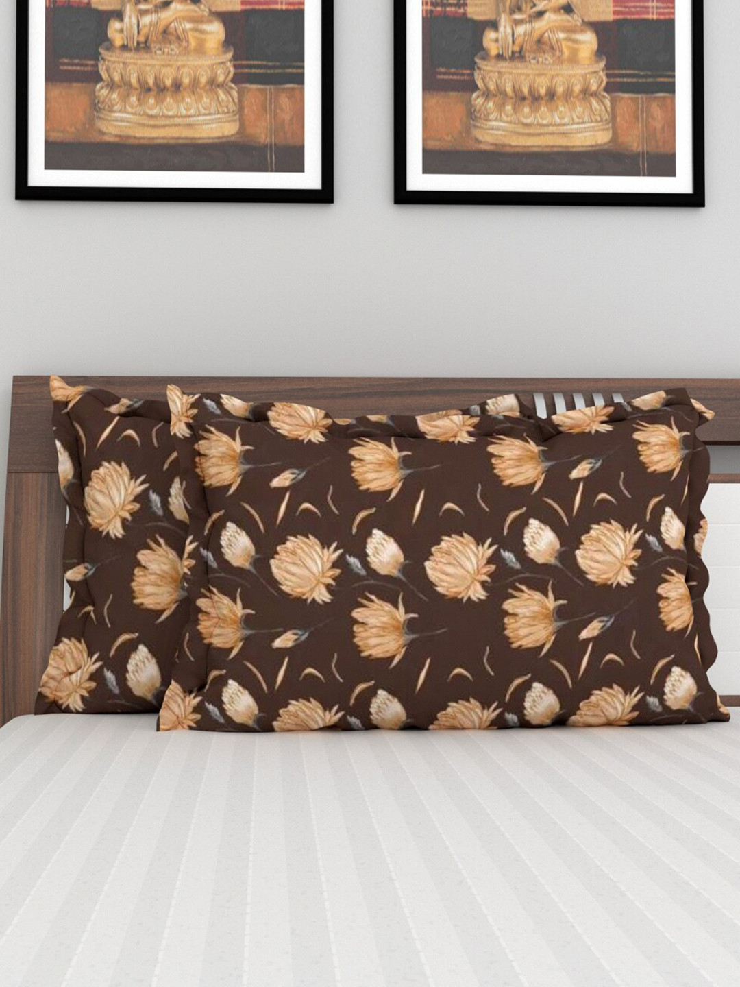 

Home Centre Set Of 8 Brown & Teal Corsica Printed Pillow Cover