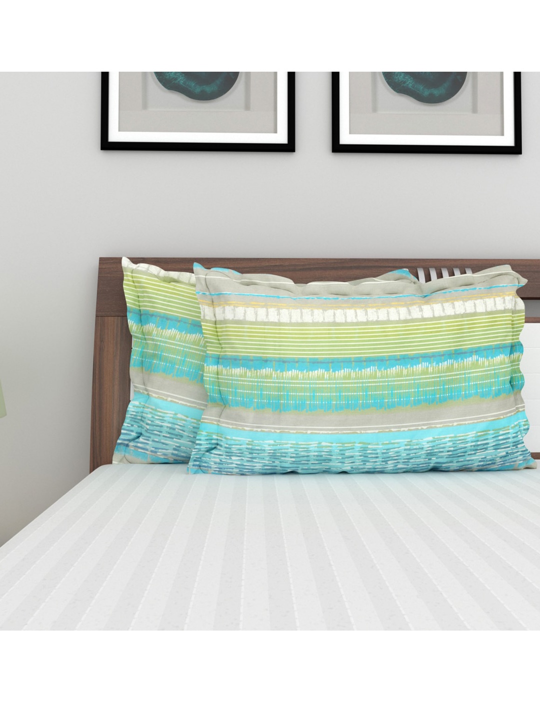 

Home Centre Set Of 2 Printed Cotton Pillow Covers, Blue