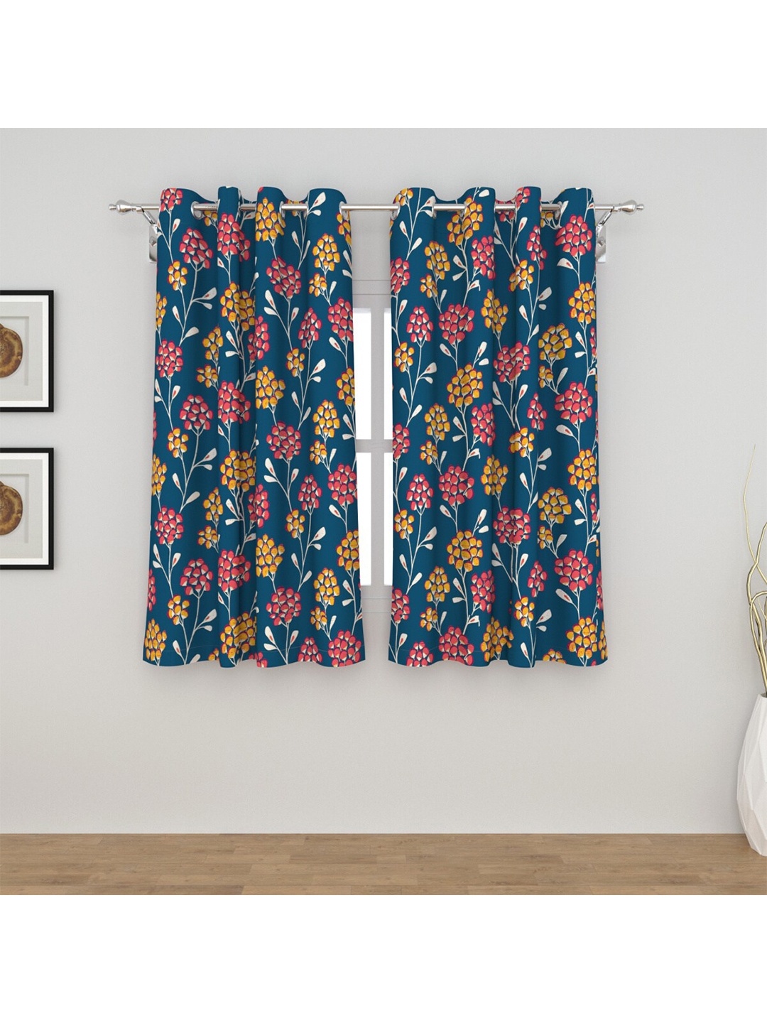 

Home Centre Blue & Red Floral Window Curtain