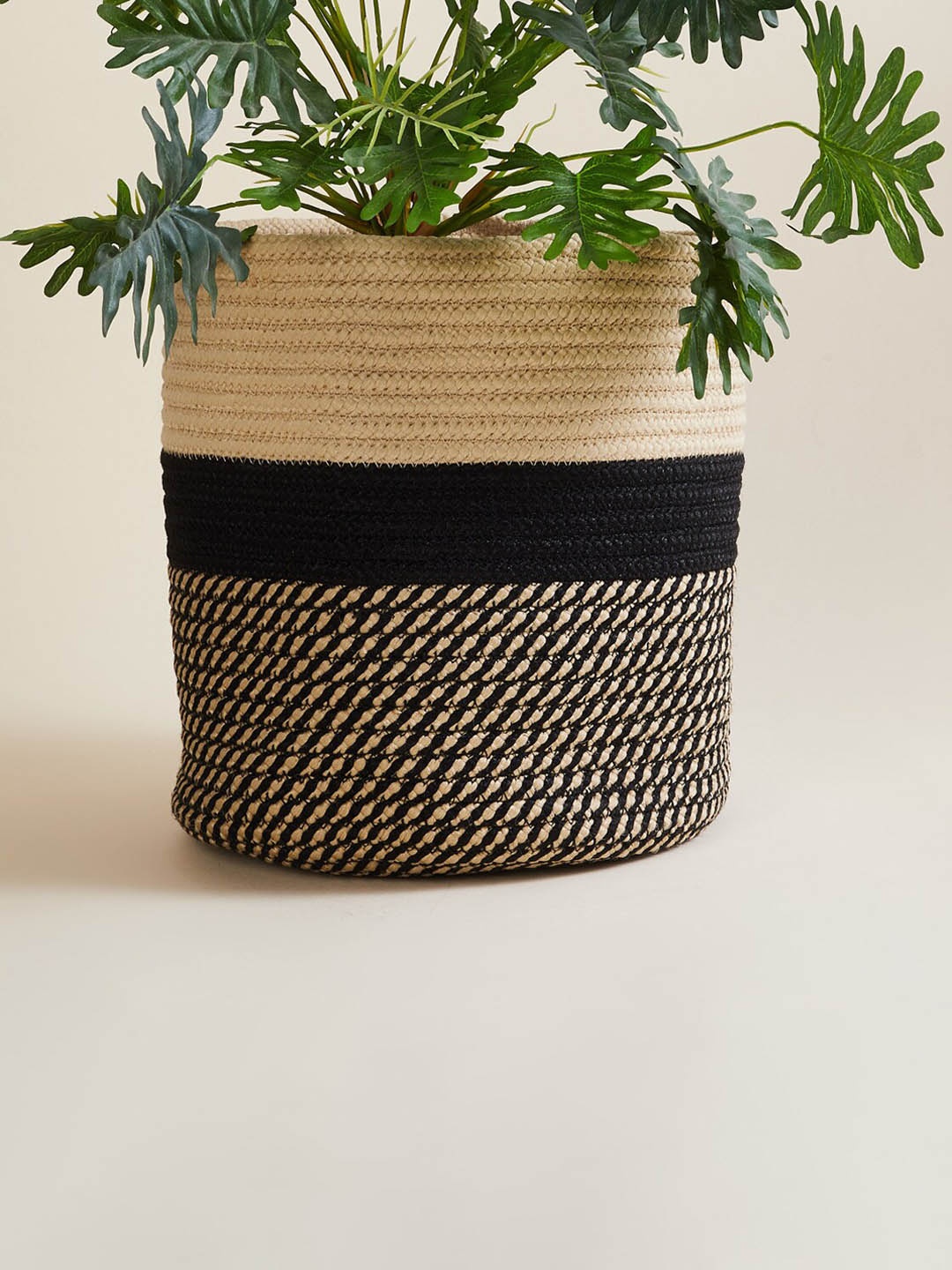 

Home Centre Black & Beige Braided Polypropylene Floor Planter
