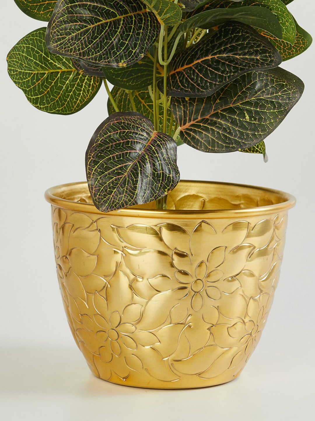 

Home Centre Gold Textured Aluminium Small Planter