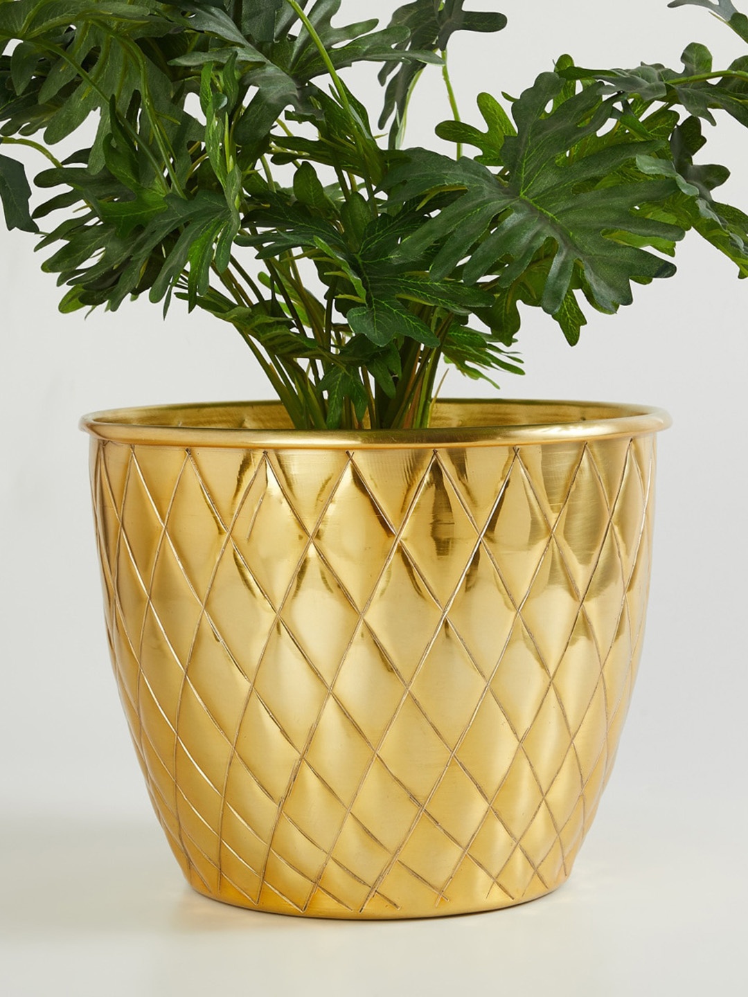 Home Centre Gold-Toned Corsica Textured Metal Large Planter