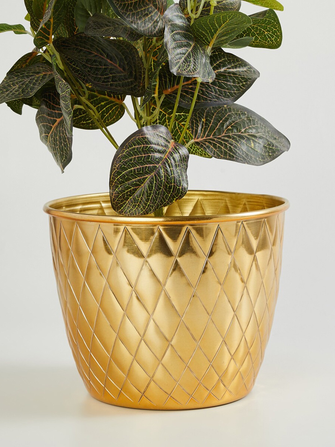 

Home Centre Gold-Toned Textured Metal Medium Planter
