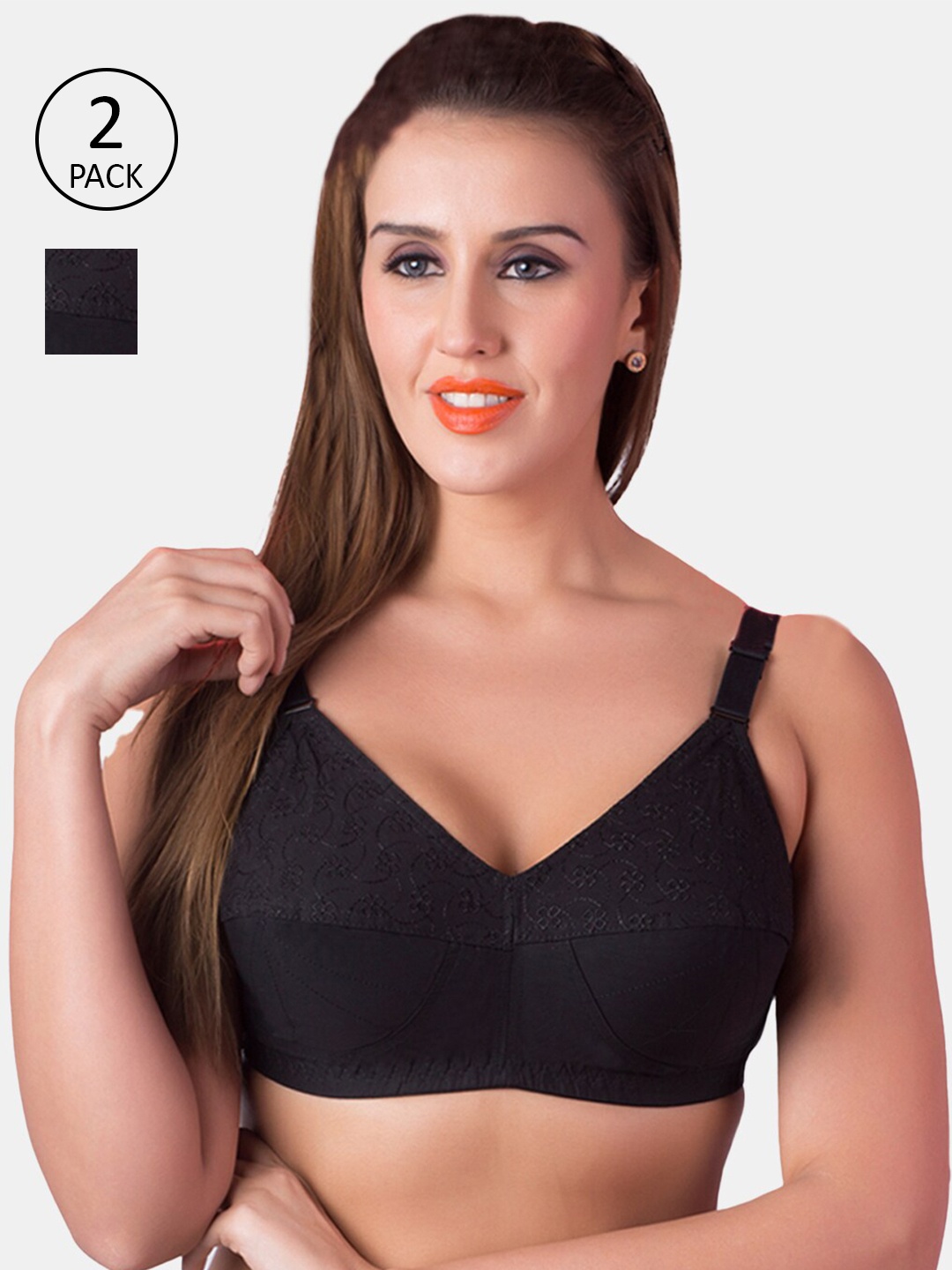 

Rajnie Pack of 2 Minimizer Bras RJ-9635-2PC-BLK, Black
