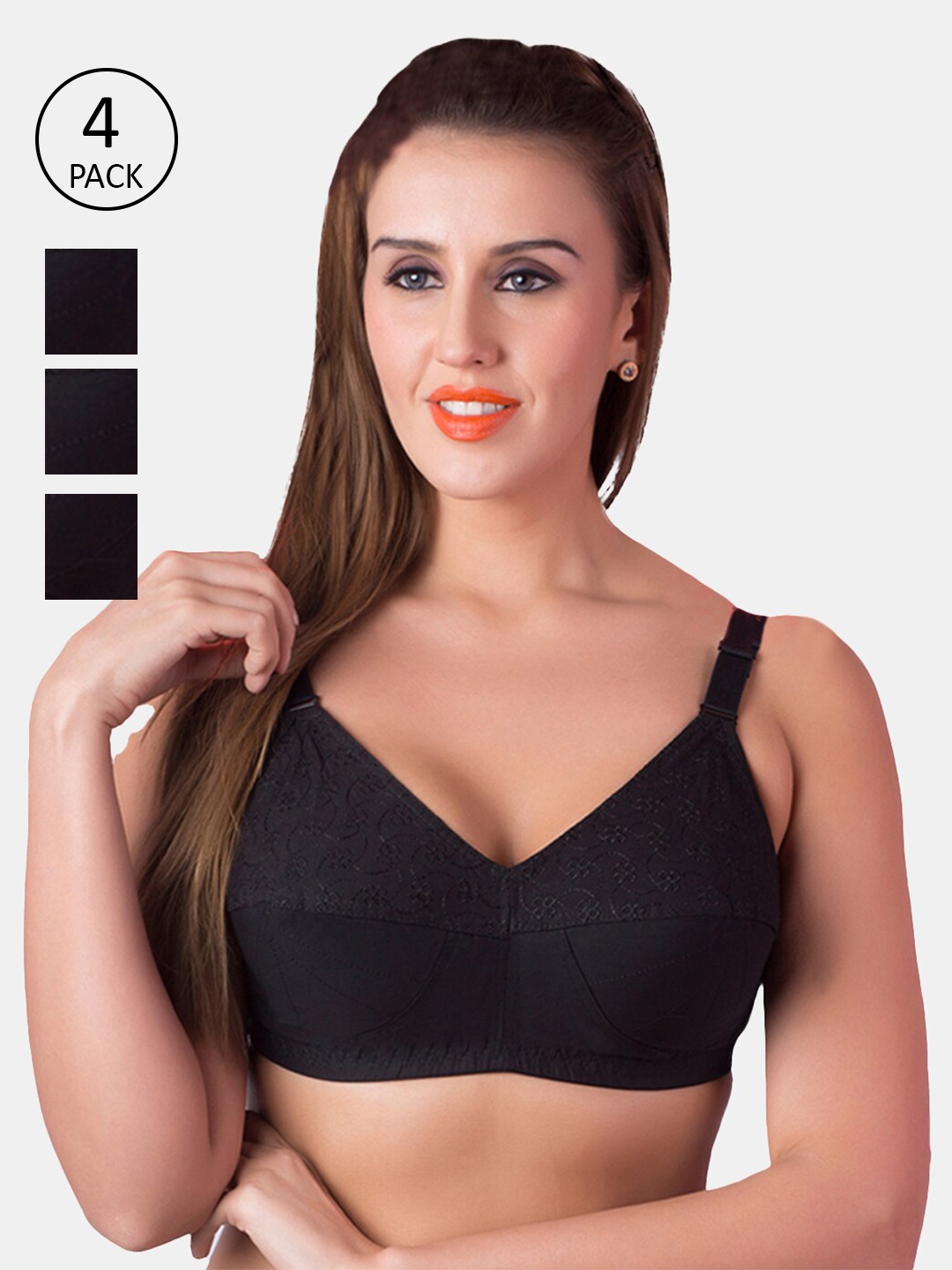 

Rajnie Black Pack of 4 Minimizer Bras
