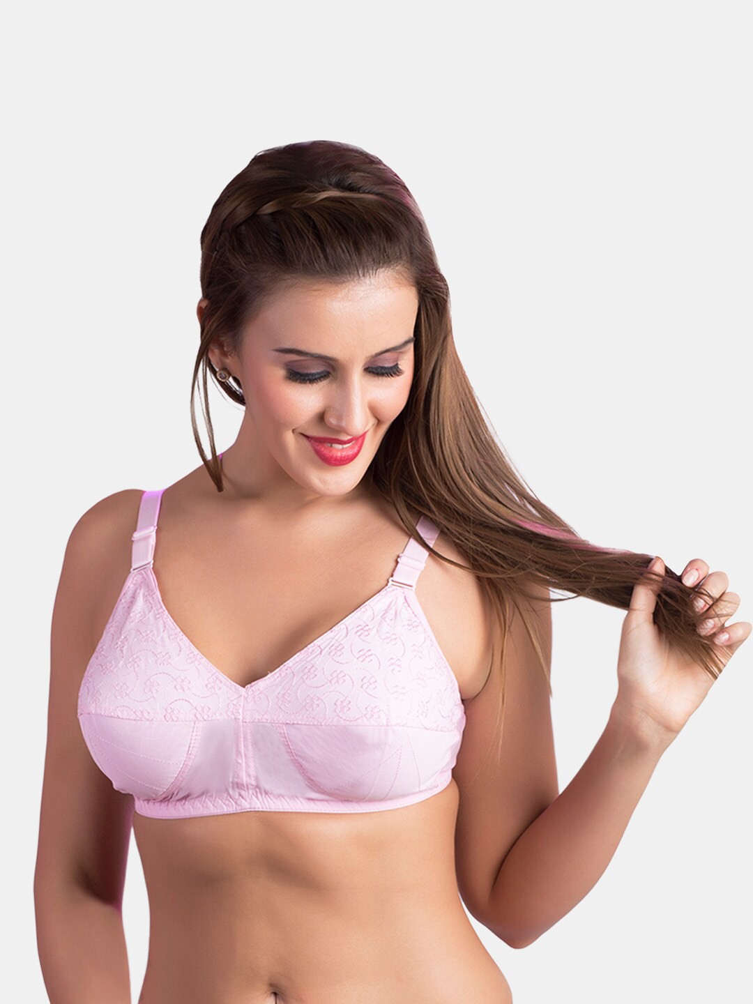 

Rajnie Pink Non Padded Non Wired Minimizer Bra