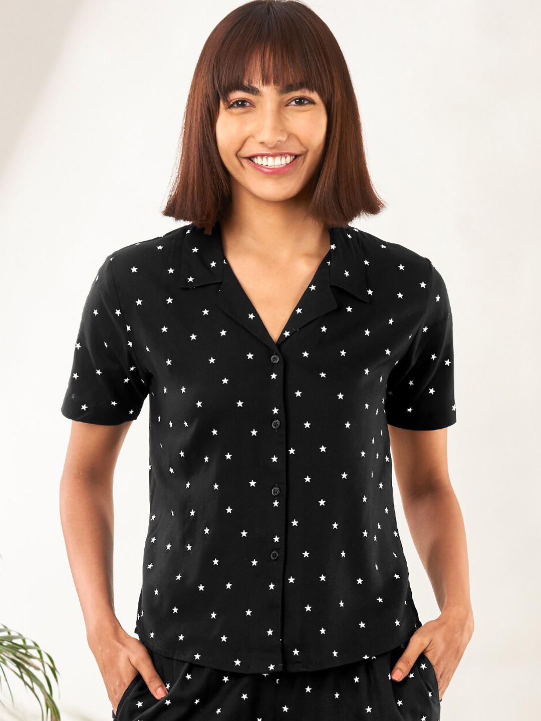

The Souled Store Women Black & White Printed Night suit