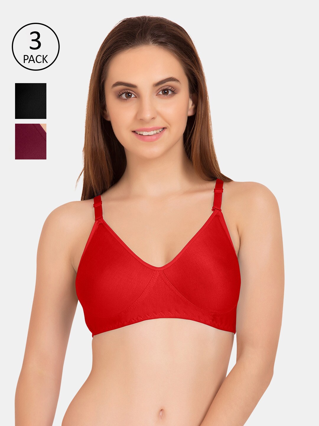 

Tweens Pack Of 3 Non-Padded Non-Wired T Shirt Bra, Red