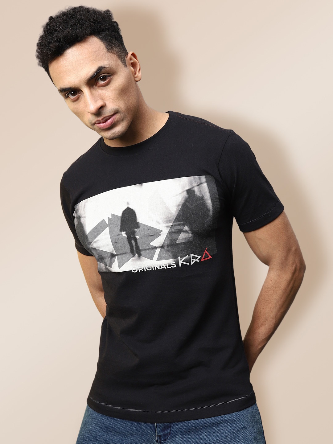 

KRA Men Black Printed T-shirt