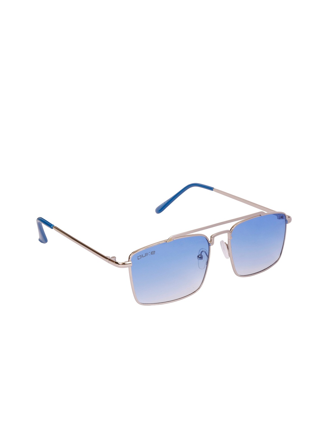 

Duke Unisex Blue Lens & Silver-Toned Rectangle Sunglasses DUKE-A1870-C7