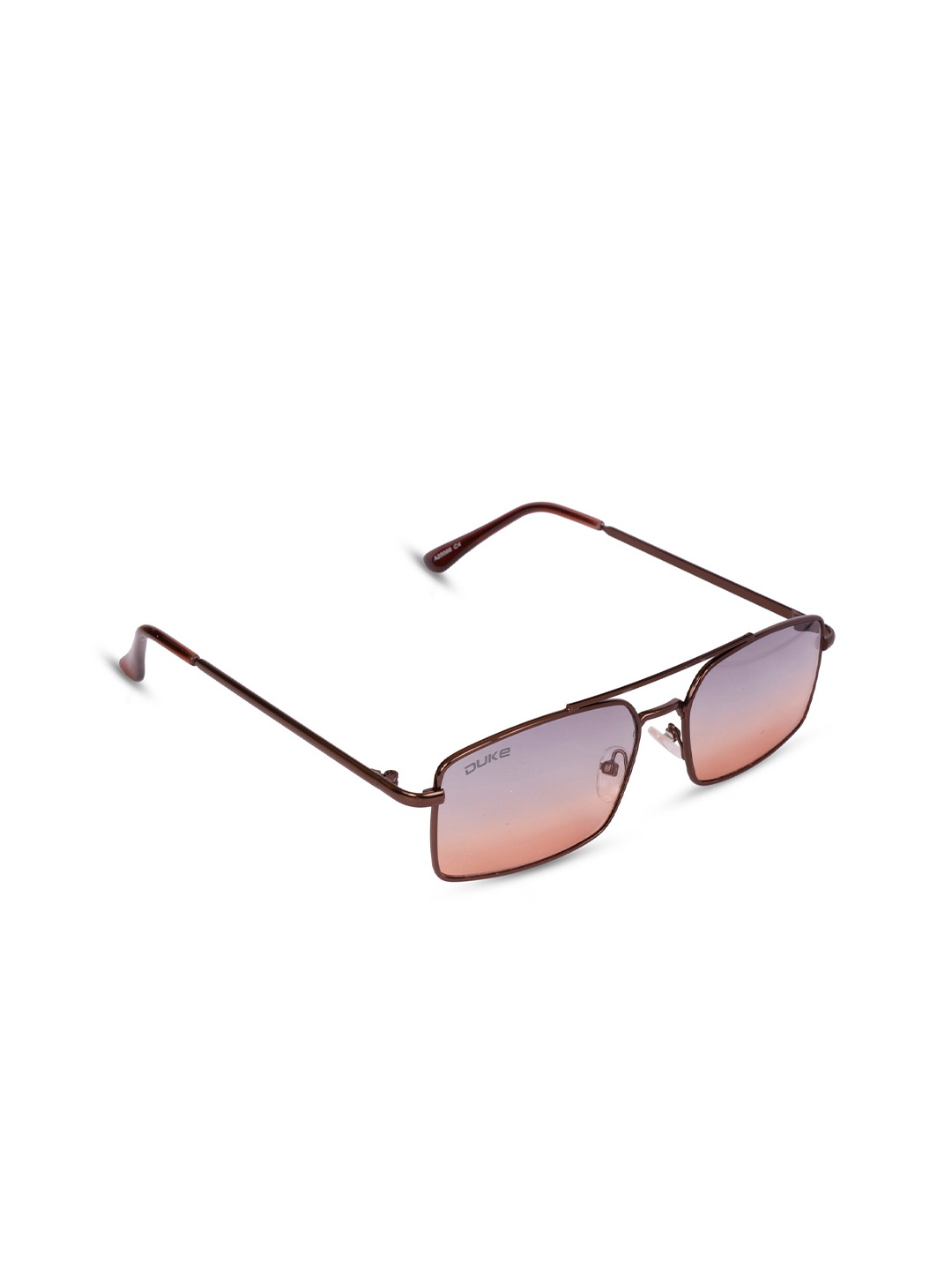 

Duke Unisex Mirrored Lens & Brown Rectangle Sunglasses with UV Protected Lens, Pink