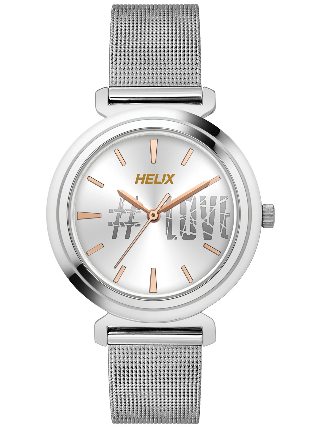 

Helix Women Brass Printed Dial & Leather Straps Analogue Watch TW045HL04, Silver