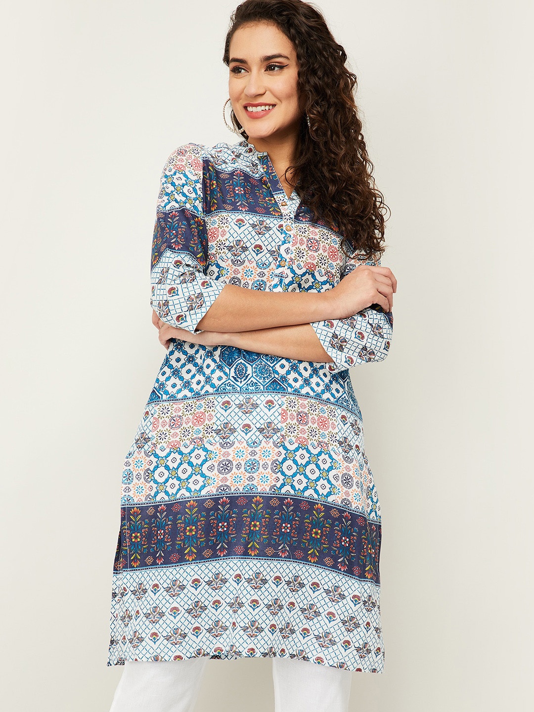 

Melange by Lifestyle Women Blue Ethnic Motifs Printed Kurta