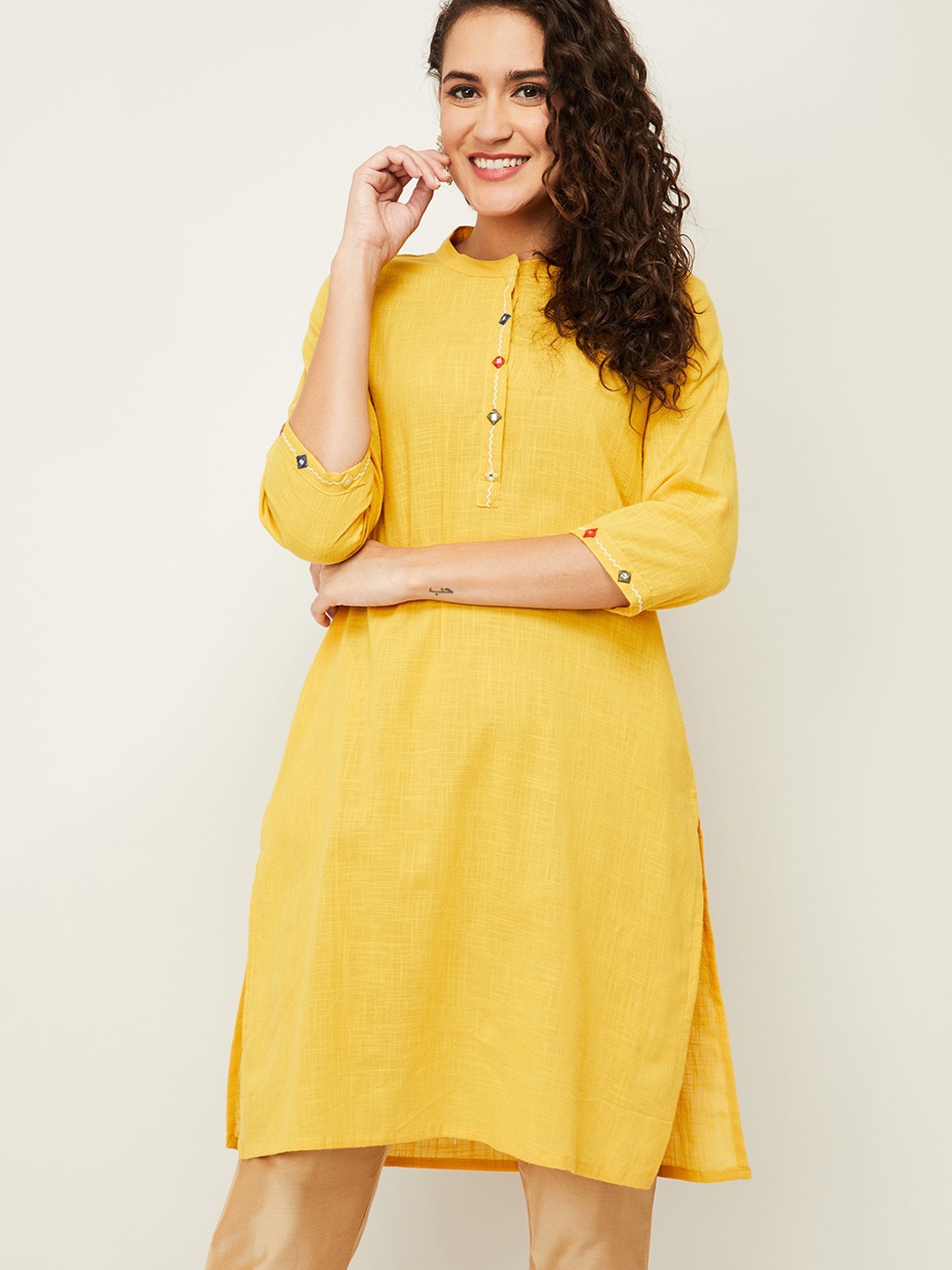 

Melange by Lifestyle Women Mustard Yellow Kurta