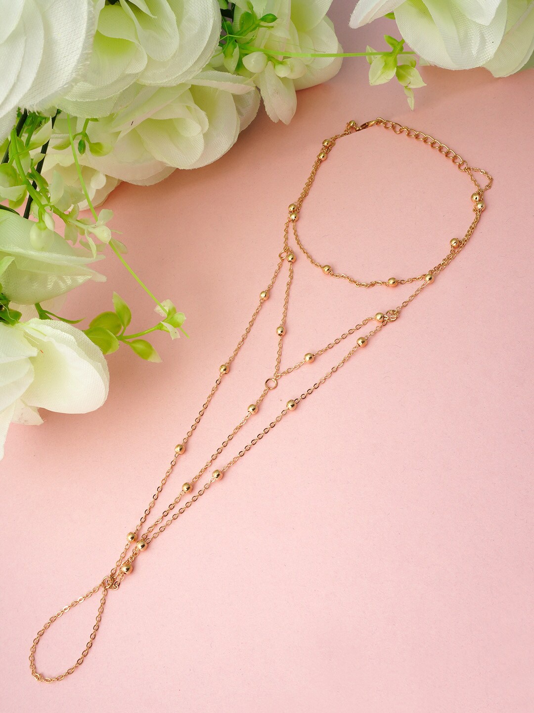 

Ferosh Women Gold-Toned & Beaded Toe Chain Anklet