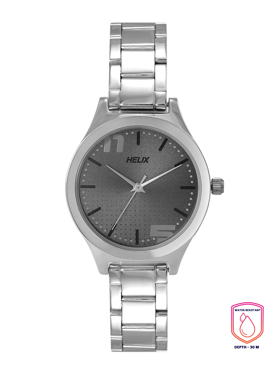 

Helix Women Grey Dial & Silver Toned Stainless Steel Straps Analogue Watch TW049HL03