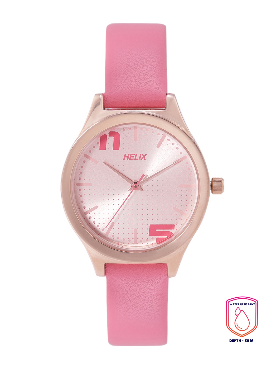 

Helix Women Pink Dial & Pink Leather Straps Analogue Watch- TW049HL02