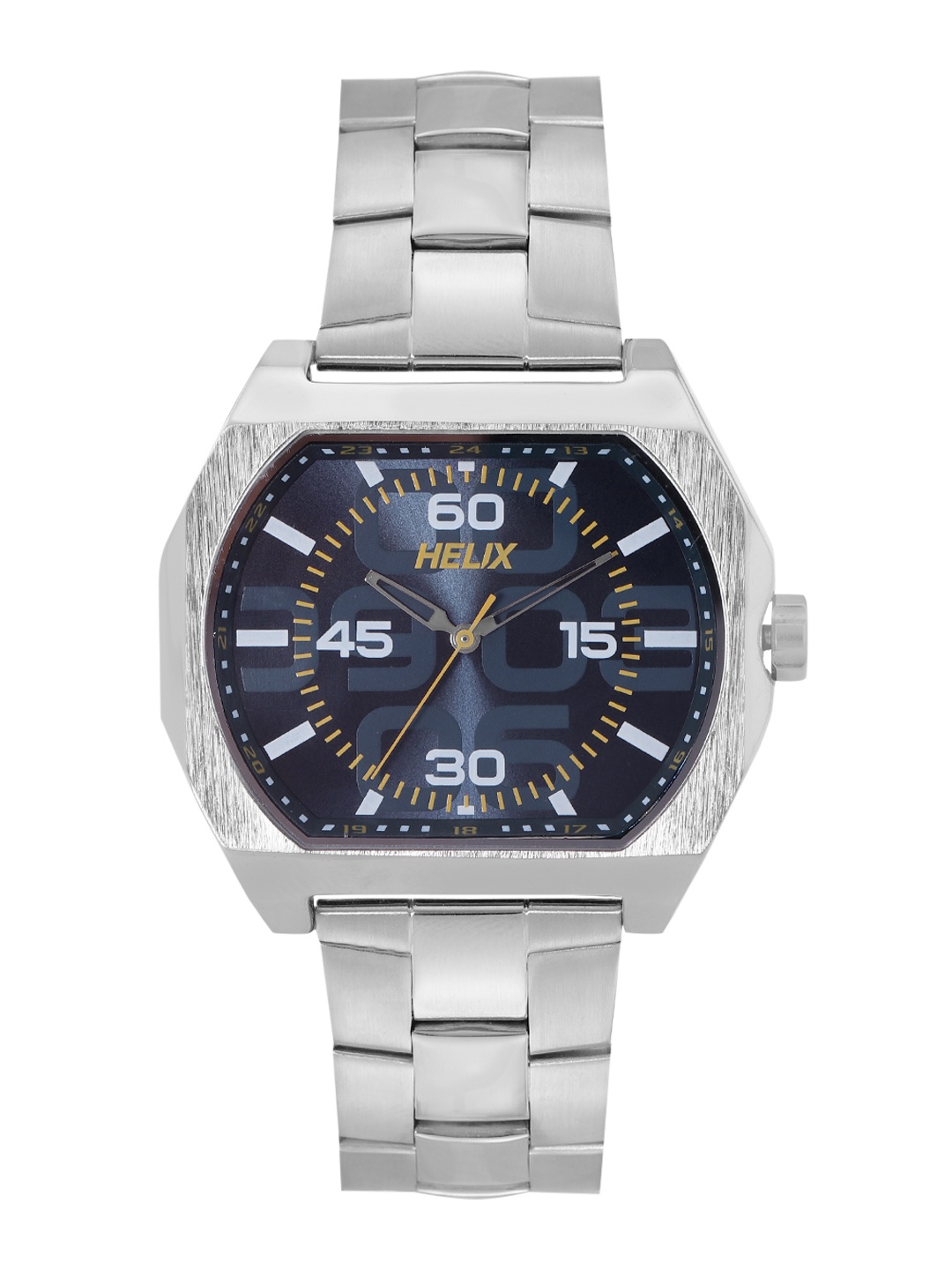 

Helix Men Brass Dial & Stainless Steel Bracelet Style Straps Analogue Watch TW040HG04, Blue