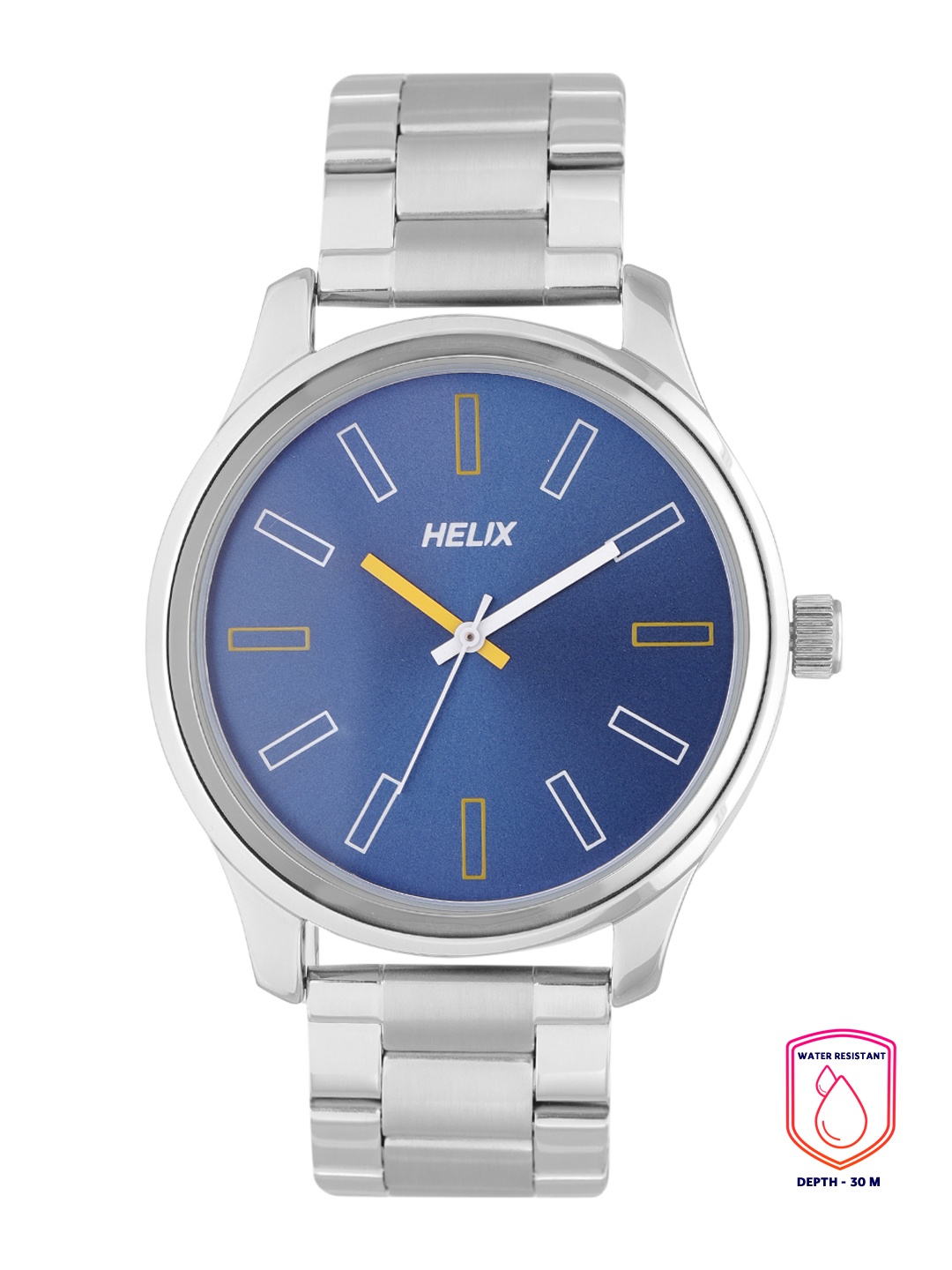 

Helix Men Blue Dial & Silver-Toned Bracelet Style Straps Analogue Watch TW043HG04