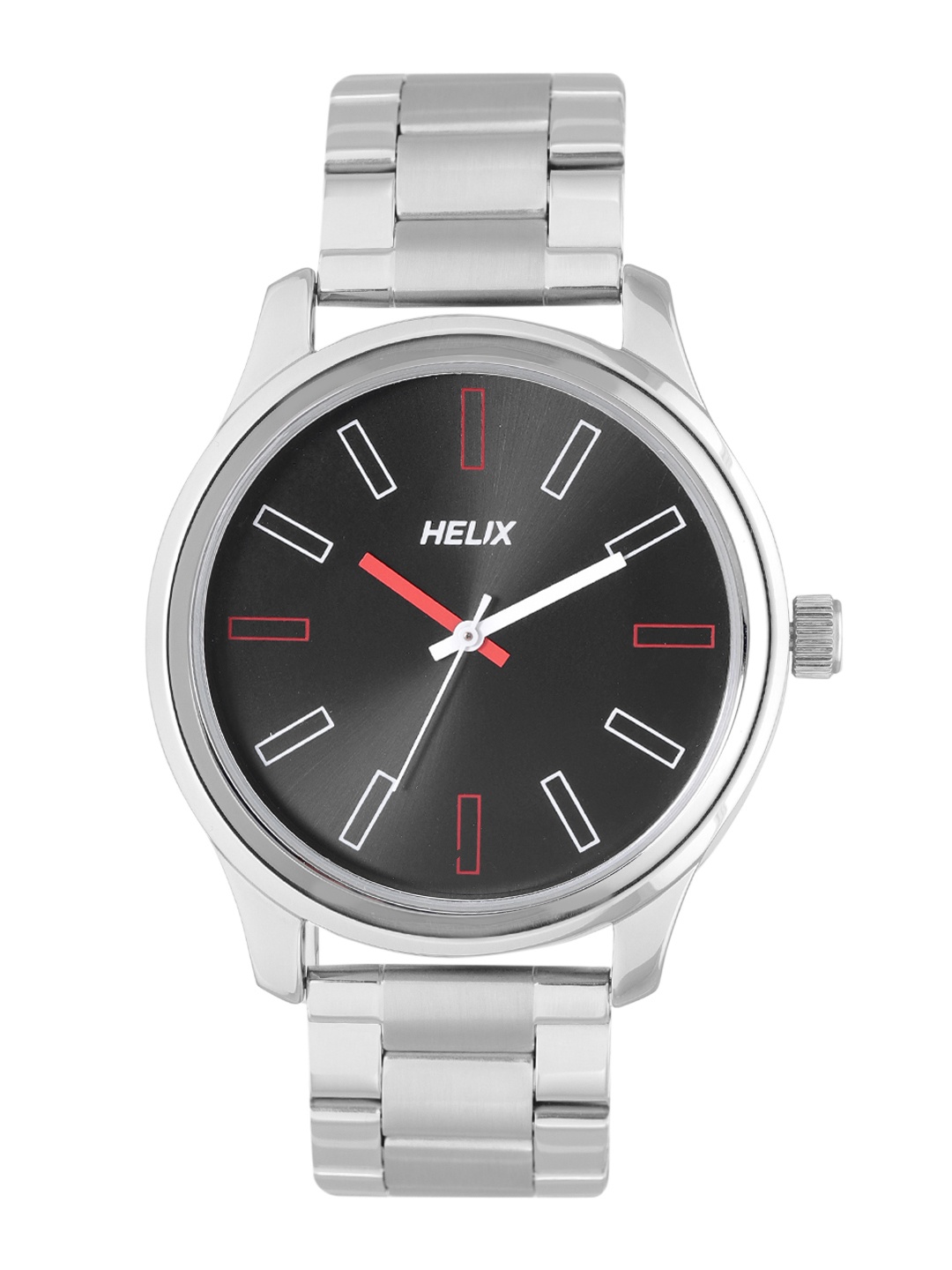 

Helix Men Black Dial & Silver-Toned Bracelet Style Straps Analogue Watch TW043HG03