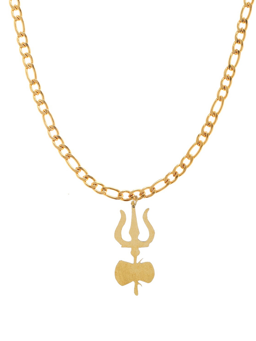 

Goldnera Men Gold-Plated Trishul With Damru Shiva Pendant With Chain