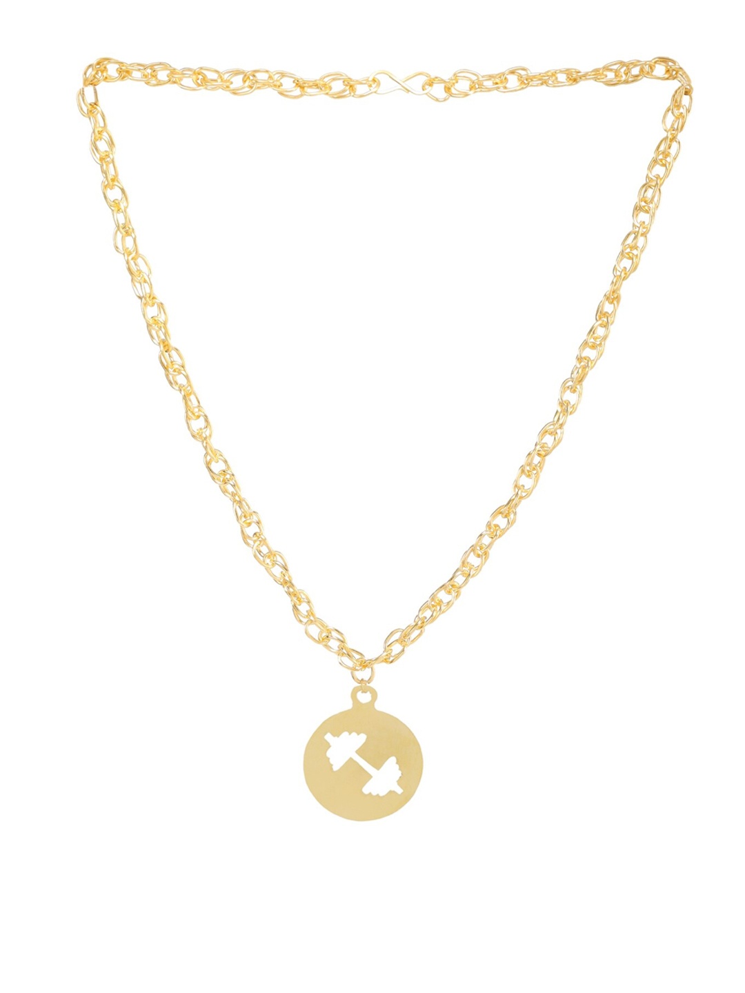 

Goldnera Men Gold-Plated Dumbbell Pendant With Chain