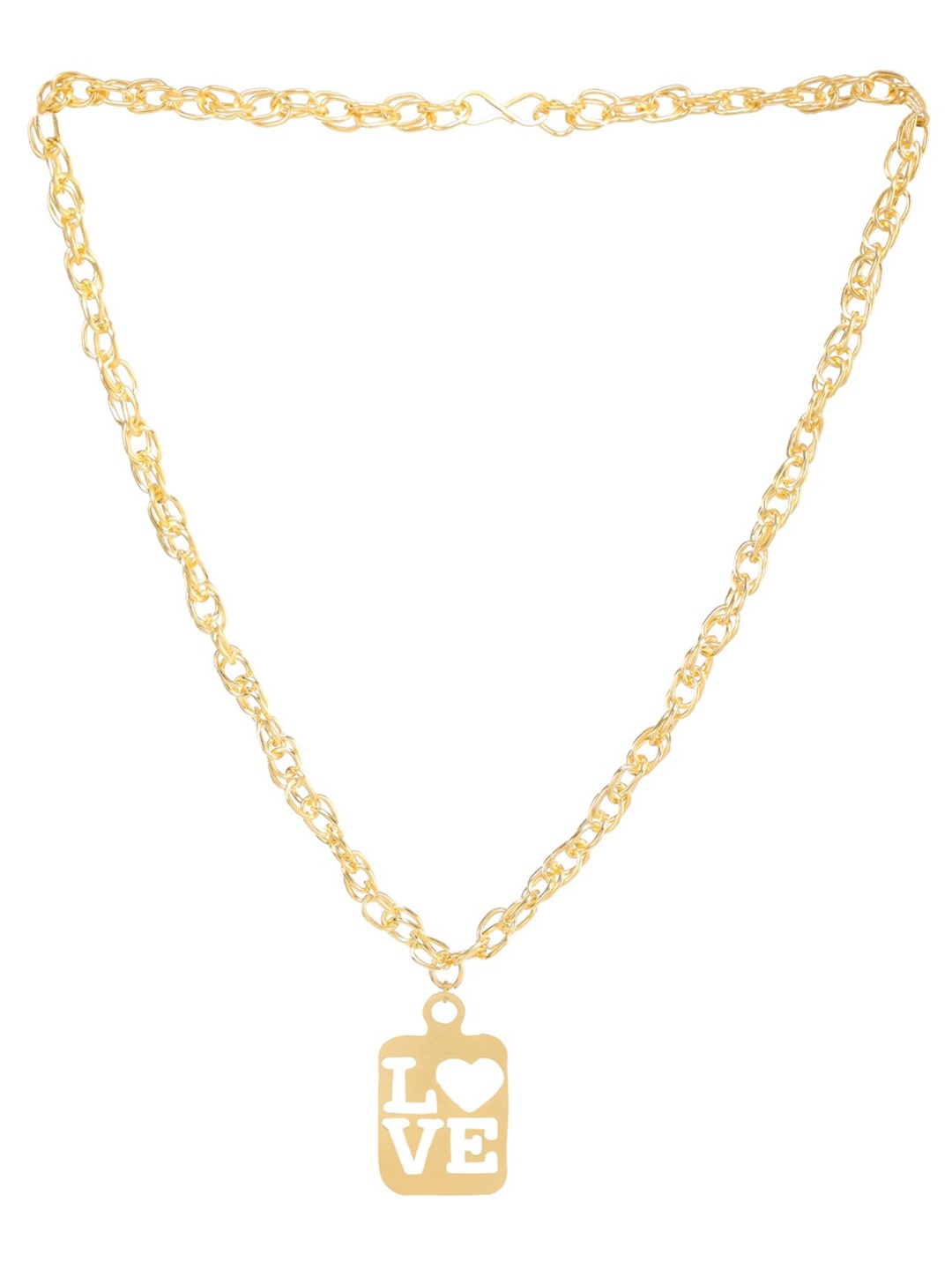

Goldnera Men Gold-Plated Brass Love Pendant Chain